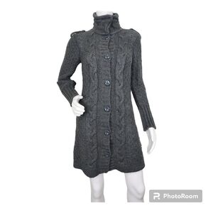 Cocogio Italian Gray Wool Boho Long Cardigan Size S